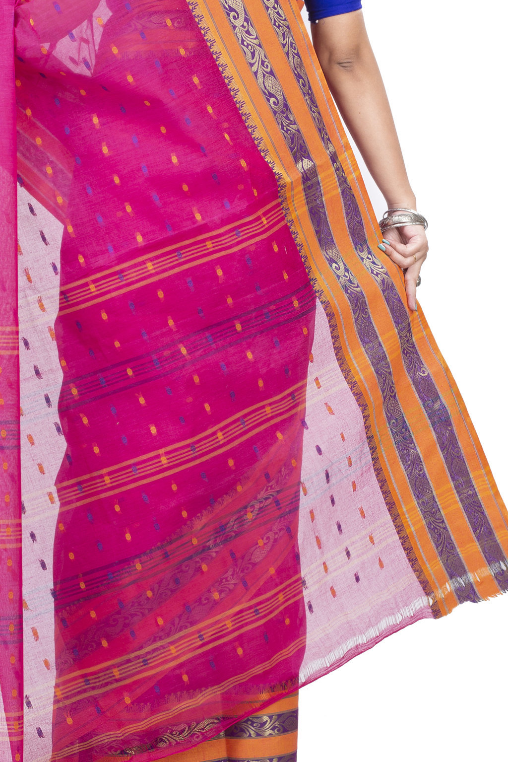 Beige Pure Cotton Alpona Tant Saree (194)